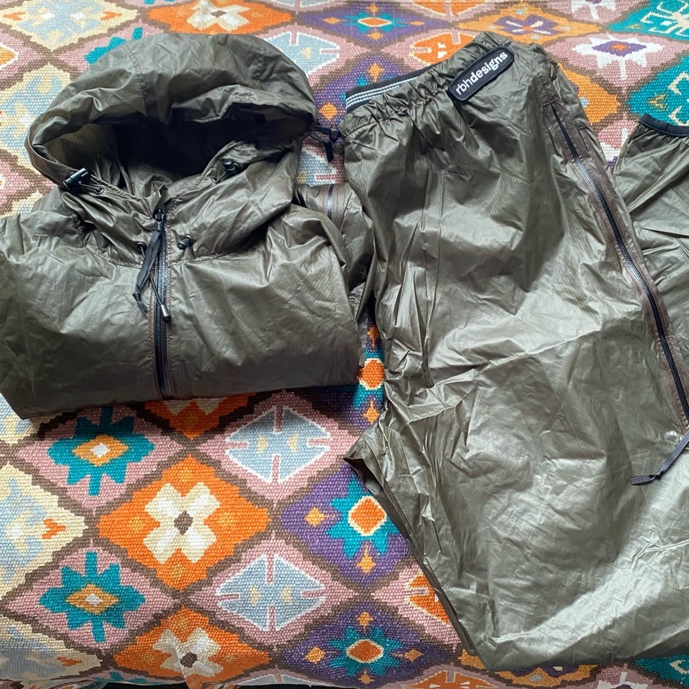 RBH Designs Frequency Jacket & Pants Matching Set Size Large Green Black Nylon